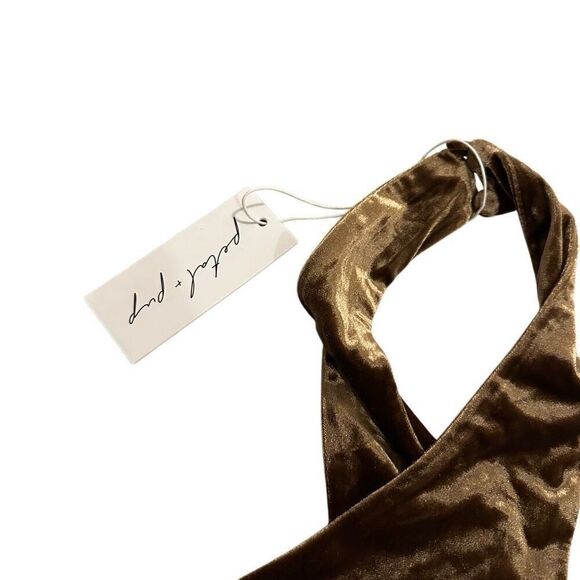 Petal and Pup Celine Velvet Halter Top Brown Sexy Classy - Picture 4 of 10